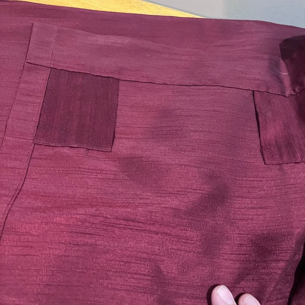 Pier 1 Imports Burgundy Faux Silk Slub Curtain Panels 54x118‎ 2pc Elegant Vtg